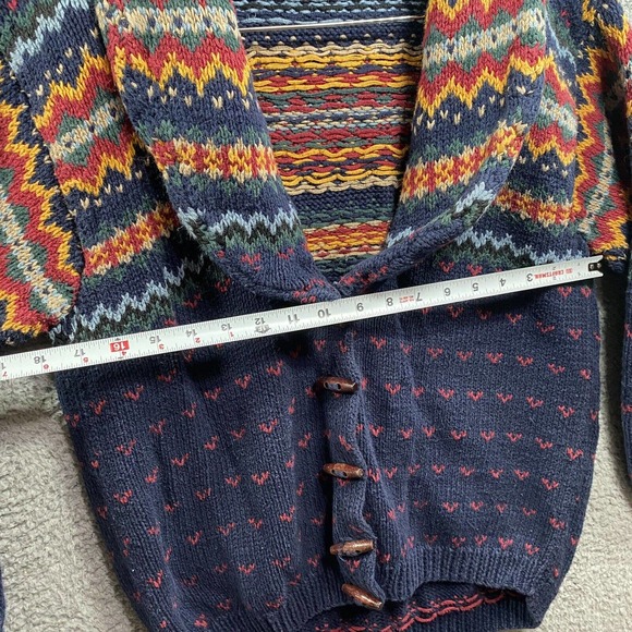 Vintage Bushwacker Ugly Christmas Sweater Cardigan Sz M Toggle Buttons - Picture 5 of 6